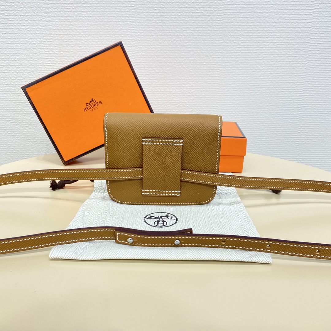 Hermes Constance Slim Wallet Belt Bag In Brown Epsom Leather